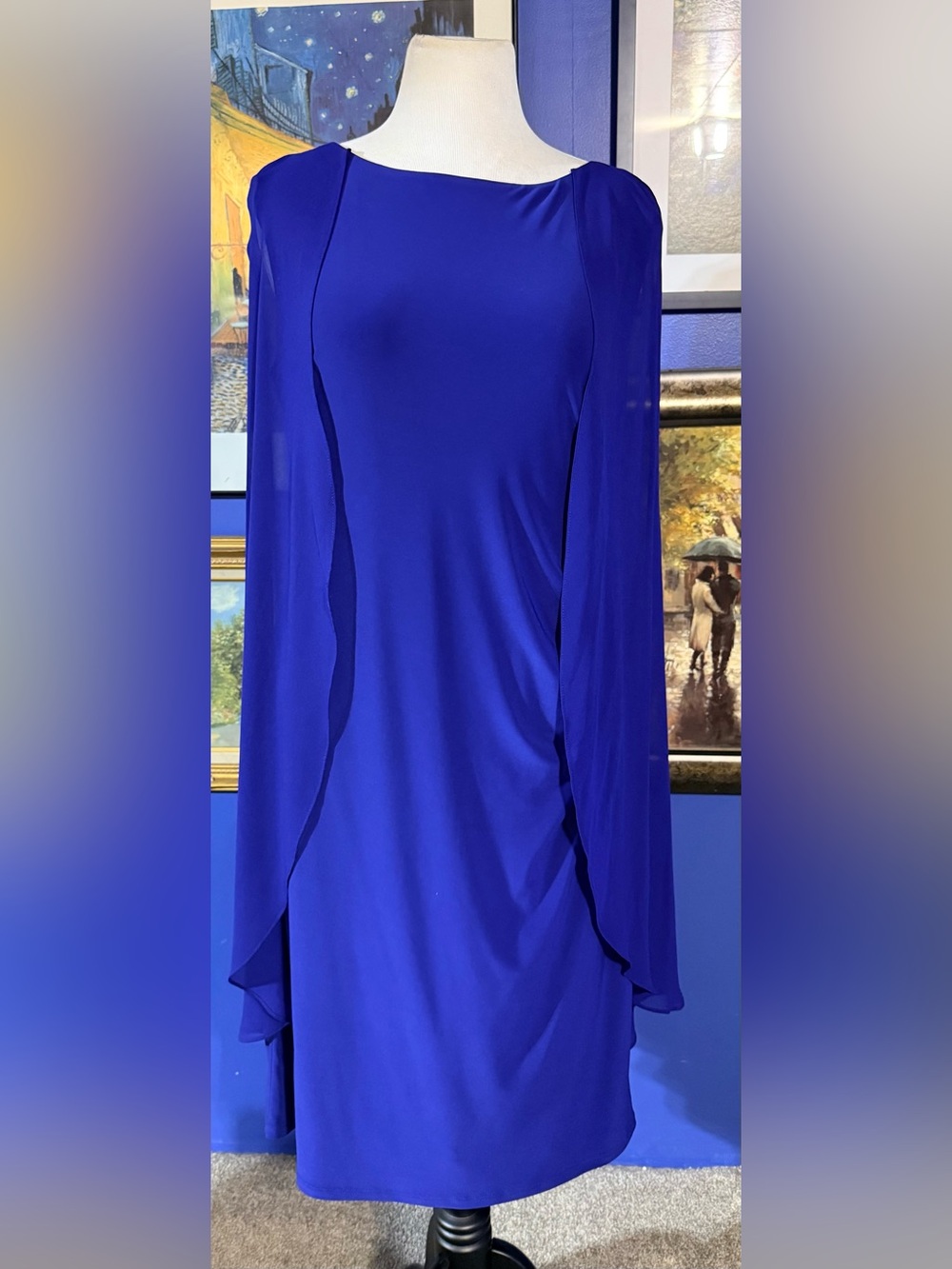 Lauren Ralph Lauren Cape Georgette Cocktail Dress in Signature Cruise Royal